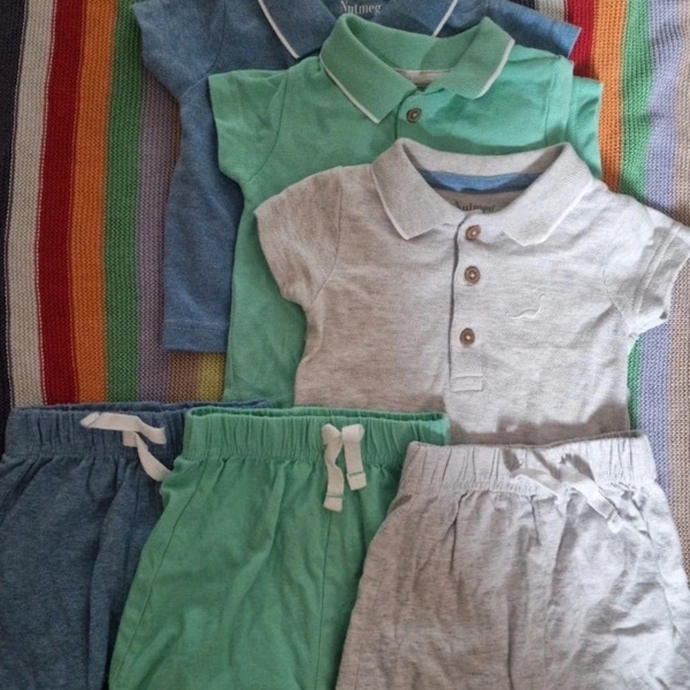 Kids Polo Shirt Set - Gray and Green